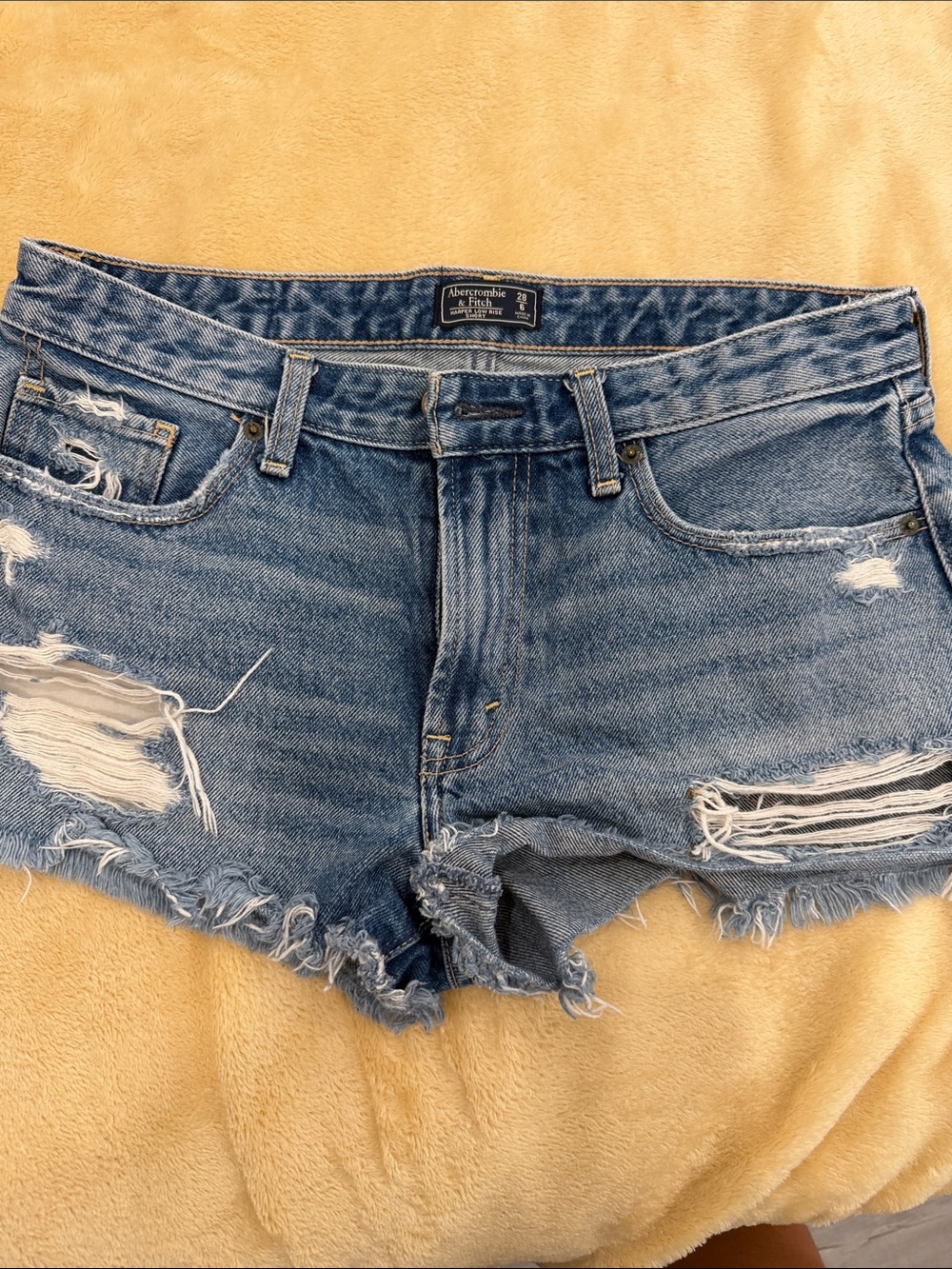 Abercrombie & Fitch Light Blue Distressed Denim Shorts